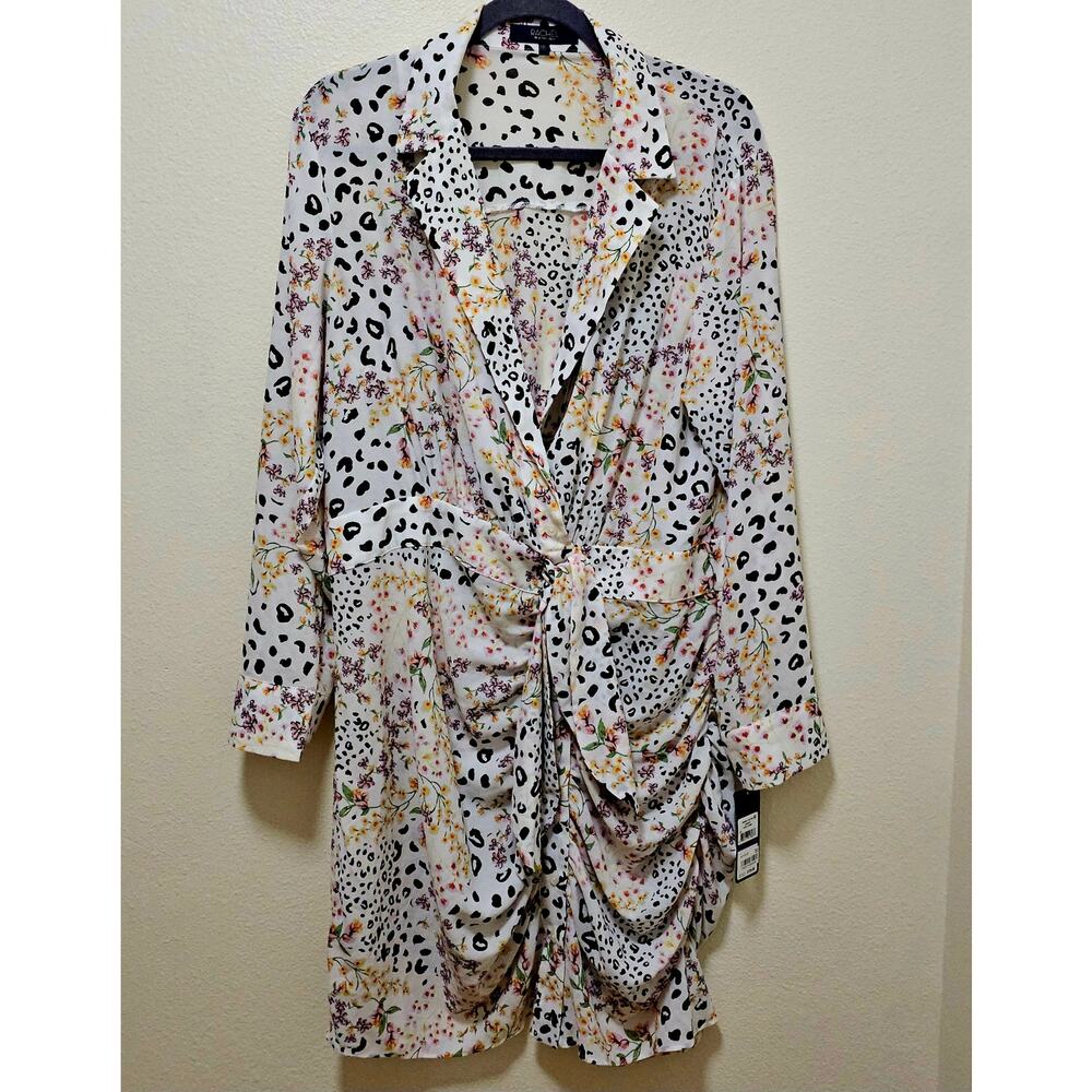 Rachel Roy NWT 2XL floral n animal prints Knee dress w Collar Wrap Dress. Unique